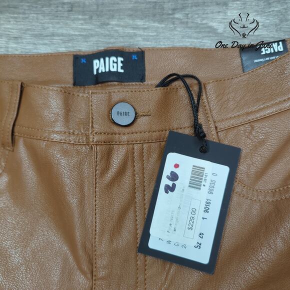 Paige Claudine Ankle Flare Faux Leather Pants Size 26 (2) - Picture 2 of 6